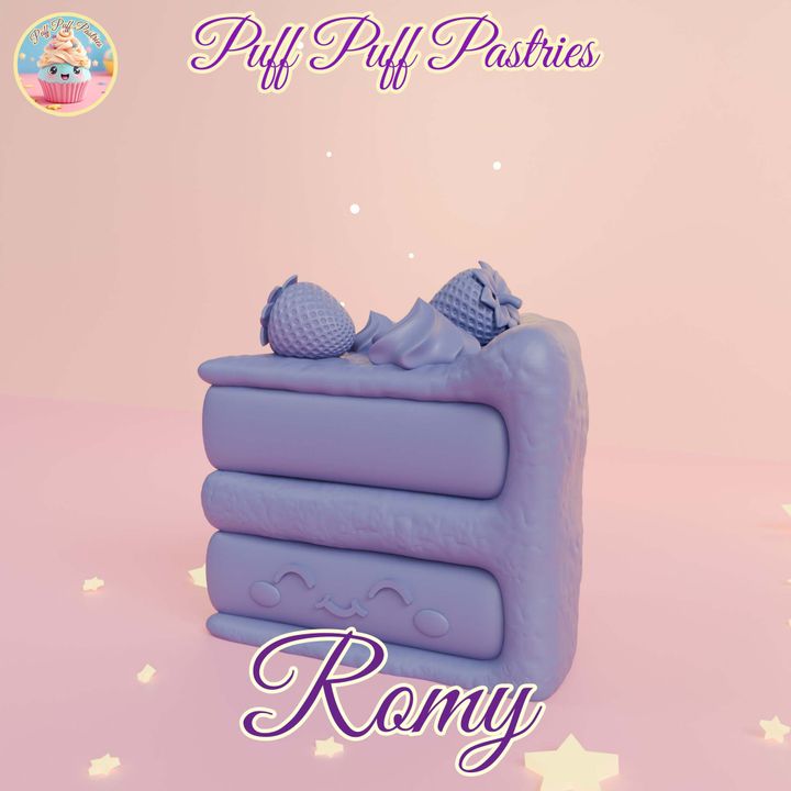 3D Printable Kawaii Triangle cake Romy by Puff Puff Pastries